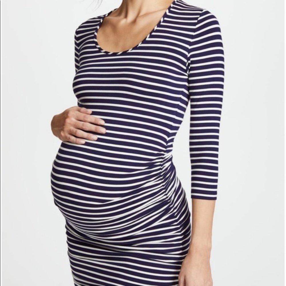 NWT Ingrid and Isabel maternity striped dress Size XS navy/cream stripe
